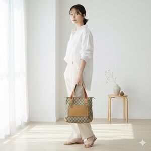 Vintage Gucci brown GG canvas tote with tan leather trim and red web straps